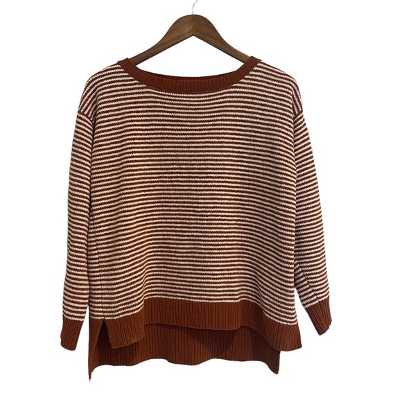 JONES NEW YORK Striped Knit Pullover Sweater Burnt Orange - Picture 7 of 7
